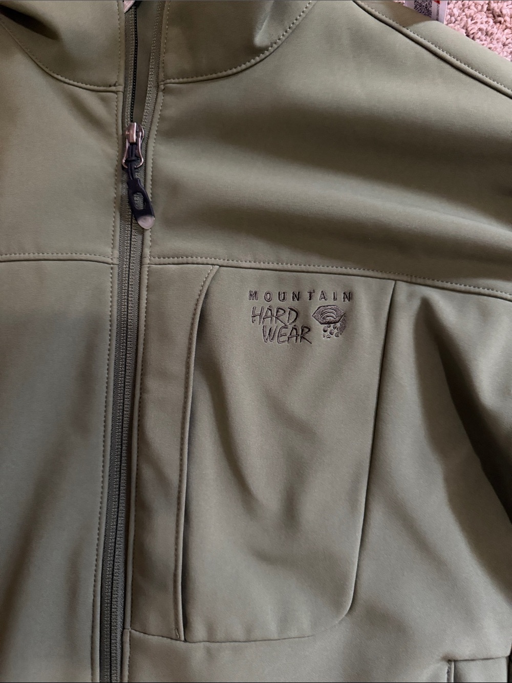 LIKE NEW!! Mountain Hardwear Olive Green Softshell Fleece Performance Jacket
